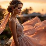 une-robe-de-soiree-elegante-avec-des-details-scintillants-presentee-dans-un-cadre-exterieur-au-crepuscule-mettant-en-valeur-la-fluidite-du-tissu-et-le-reflet-des-sequins-sous-la-lumiere-douce